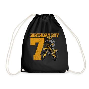 7th Birthday Motocross - Drawstring Bag - black - Front