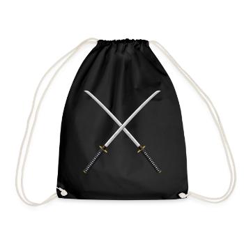Japanischer Samurai Schwerter Katana Geschenk - Turnbeutel - Schwarz - Vorne