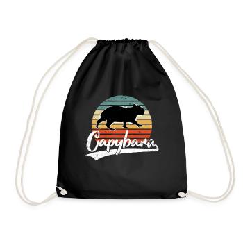 Capybara Capibara Lover Rodent Water Pig - Drawstring Bag - black - Front