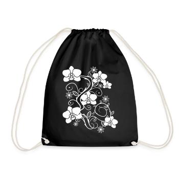 Orchid vine, orchid flowers, ornaments floral - Drawstring Bag - black - Front