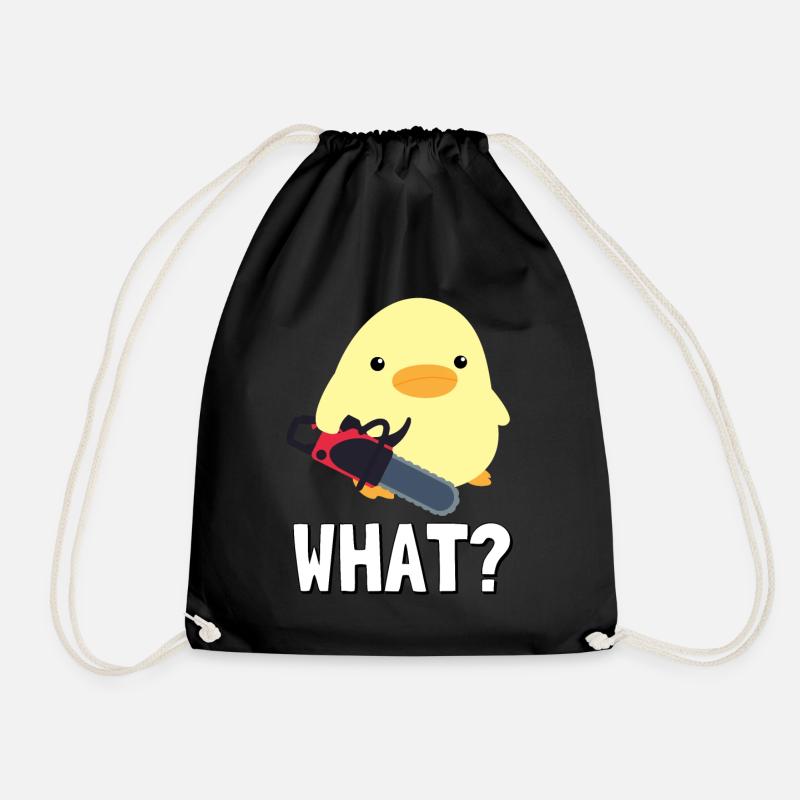 What? Ente mit Kettensäge Meme Küken Geschenkidee - Turnbeutel - Schwarz