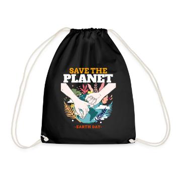 Rettet die Erde – Earth Day - Turnbeutel - Schwarz - Vorne
