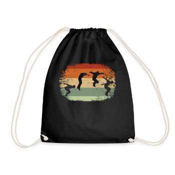 Parkour Vintage Parkour Runner Obstacle Parkour - Drawstring Bag - black - Front