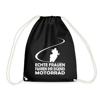 Echte Frauen fahren ihr eigenes Motorrad Bikerin - Turnbeutel - Schwarz - Vorne