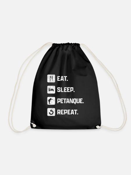 Eat Sleep Petanque Repeat Kugelstoßen Geschenk - Turnbeutel - Schwarz