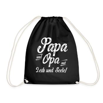 Papa Und Opa Mit Leib Und Seele Papa Opa Vatertag - Turnbeutel - Schwarz - Vorne