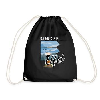Lustiger Eifel Spruch als eiflerisches Geschenk - Turnbeutel - Schwarz - Vorne