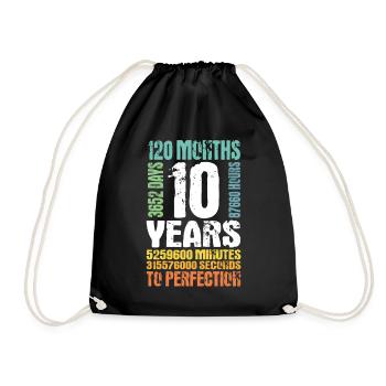 10. Geburtstag Jungen Mädchen 10 Jahre Geschenk - Turnbeutel - Schwarz - Vorne