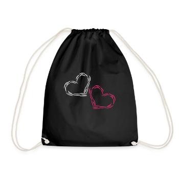Heart Heart - Drawstring Bag - black - Front