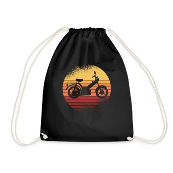 Mofa Mofafahrer Moped Mopedfahrer Zweirad vintage - Turnbeutel - Schwarz - Vorne