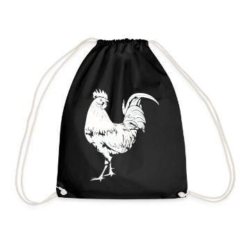 Hahn Huhn Gockel - Turnbeutel - Schwarz - Vorne