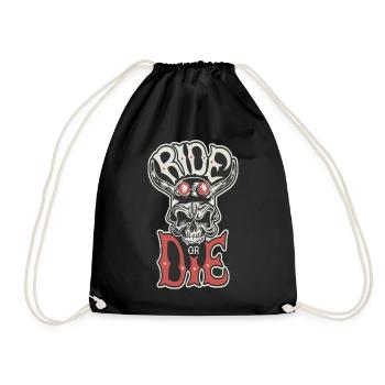 Motorcycle motorcycle saying Ride or Die Biker - Drawstring Bag - black - Front