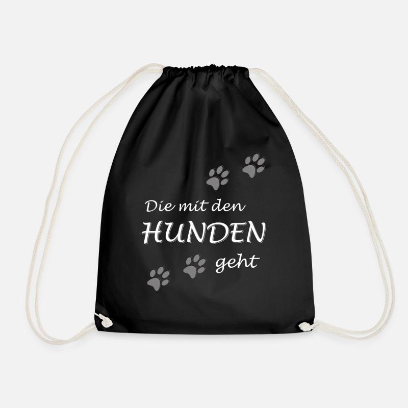 Die mit den Hunden geht, Dog Gassi Hundebesitzer - Turnbeutel - Schwarz