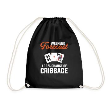 Cribbage weekend forecast funny cribbage - Drawstring Bag - black - Front