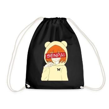Anime Senpai Anime Fans Anime Style Anime Outfit - Drawstring Bag - black - Front