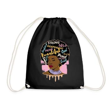 Afro Queen African Woman Africa Ladies Gift - Drawstring Bag - black - Front