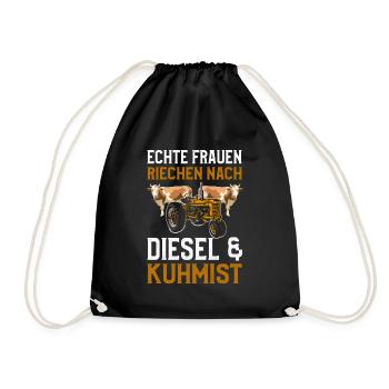 Landwirt Bauer Frauen Traktor Bauernhof Farmer - Turnbeutel - Schwarz - Vorne
