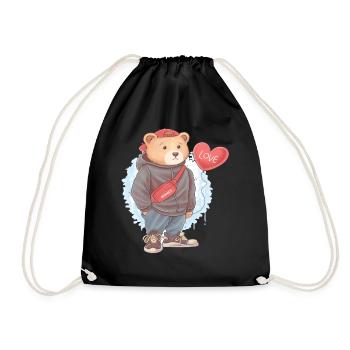 Mignon ours en peluche amour garçon garçon blottir animal - Sac de sport léger - noir - Devant