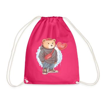 Mignon ours en peluche amour garçon garçon blottir animal - Sac de sport léger - fuchsia - Devant