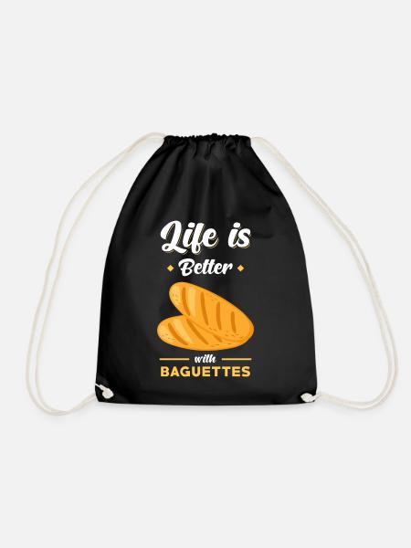 Baguette Brot Spruch lustig - Turnbeutel - Schwarz