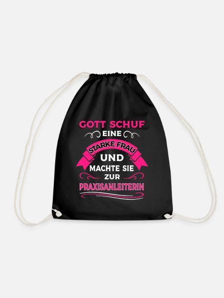 Starke Frau Praxisanleiterin Spruch - Turnbeutel - Schwarz