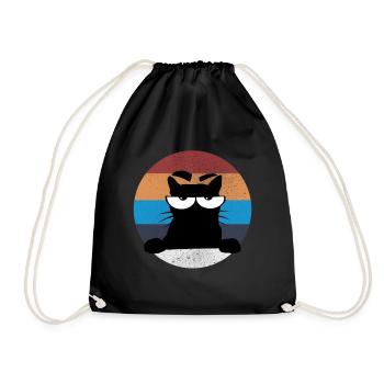 Grumpy Katze - Drawstring Bag - black - Front