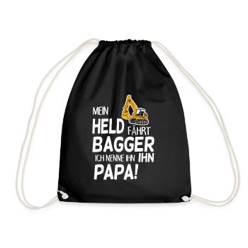 Bagger Held Papa Vater Geschenk - Turnbeutel - Schwarz - Vorne