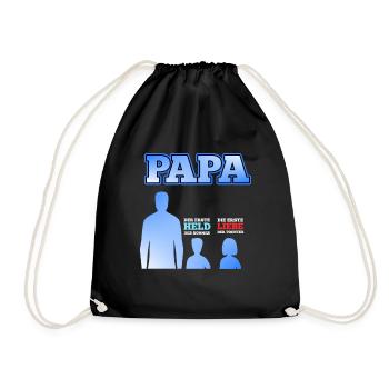 Vater 2 Kinder Sohn Tochter Vatertag Geschenk - Turnbeutel - Schwarz - Vorne