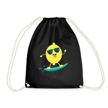 Lustiges Zitrone Surfen Sommer Frucht Design - Turnbeutel - Schwarz - Vorne