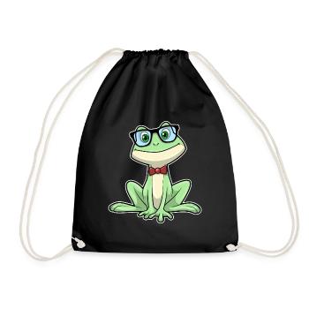 Frosch Nerd Buch Brille - Turnbeutel - Schwarz - Vorne