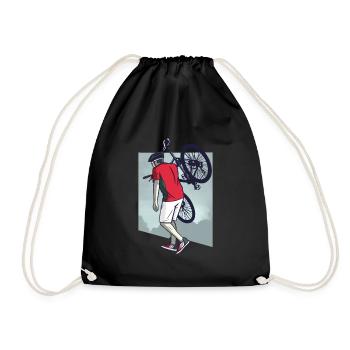Bicycle Bicycles Biker Retro Bicycle Wheel - Drawstring Bag - black - Front