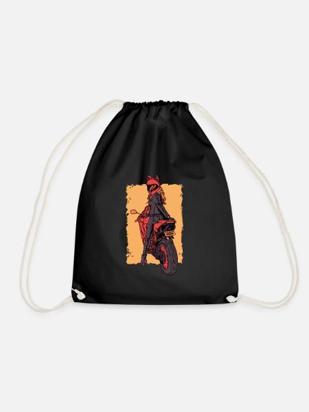 Motorcyclist Biker Biker - Drawstring Bag - black