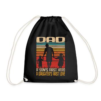 Vintage Father's Day Retro Dad Dad First Love Hero - Drawstring Bag - black - Front