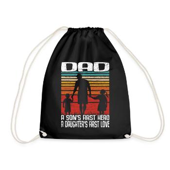Vintage Father's Day Retro Dad Dad First Love Hero - Drawstring Bag - black - Front