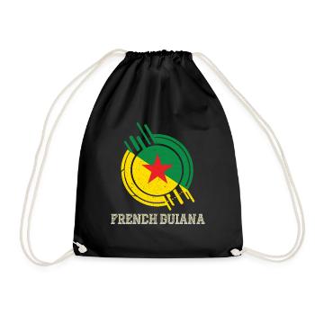 Französisch-Guayana Runder Schild Landesfarben - Turnbeutel - Schwarz - Vorne