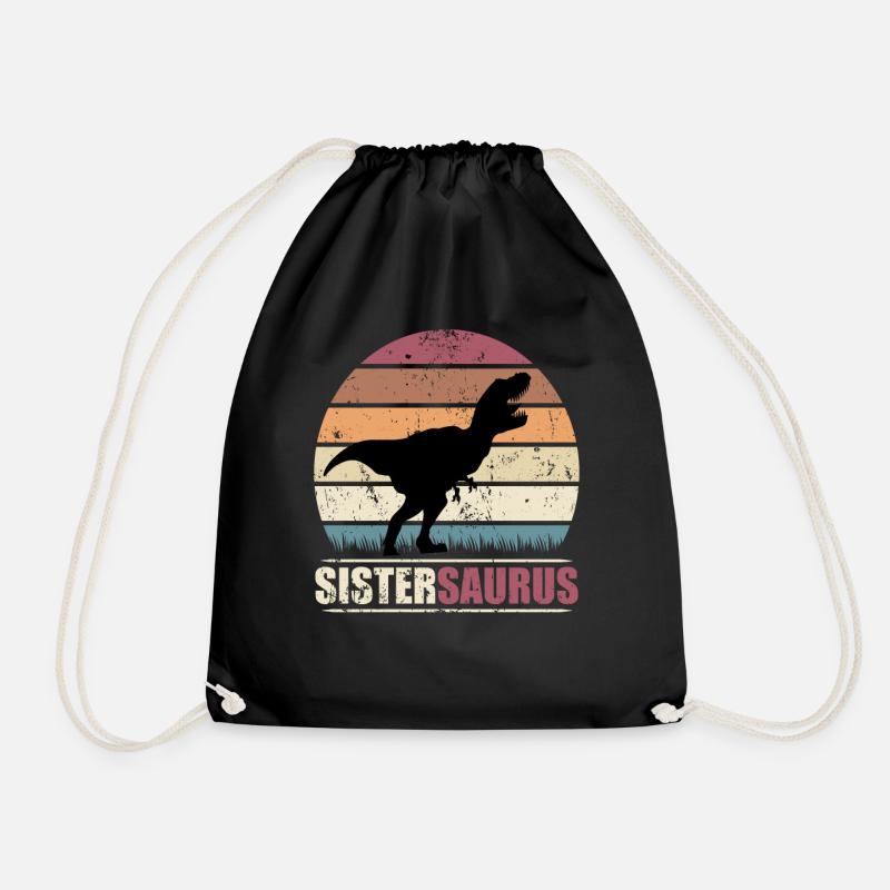 SisterSaurus - Sister Saurus Schwester Dinosaurier - Turnbeutel - Schwarz