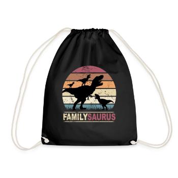 FamilySaurus - Family Saurus Family Dinosaur - Drawstring Bag - black - Front