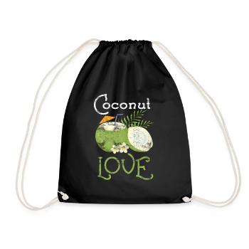Coconut Fruit Caribbean Vacation - Drawstring Bag - black - Front