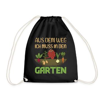 Garten Sprüche - Lustiges Hobbygärtner Geschenk - Turnbeutel - Schwarz - Vorne