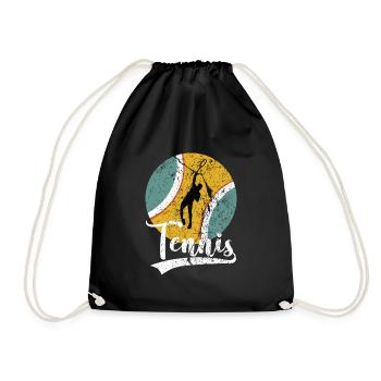 Tennis Trainer Tennisspieler Herren Retro Vintage - Turnbeutel - Schwarz - Vorne