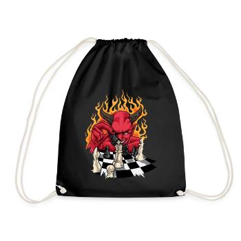 Les flammes diables avec échiquier - Échecs - Sac de sport léger - noir - Devant