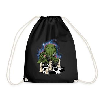 Alien Vert Avec l’échiquier - Échecs - Sac de sport léger - noir - Devant