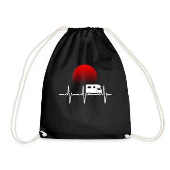Camping vacances coeur palpitant au coucher du soleil Tentes - Sac de sport léger - noir - Devant