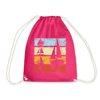 Vintage Sailboat Sailor Skipper Captain Sailing - Drawstring Bag - fuchsia - Front