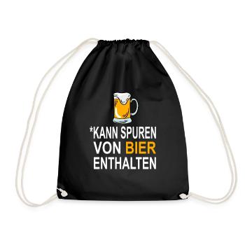 Kann Spuren von Bier enthalten - Bierliebhaber - Turnbeutel - Schwarz - Vorne