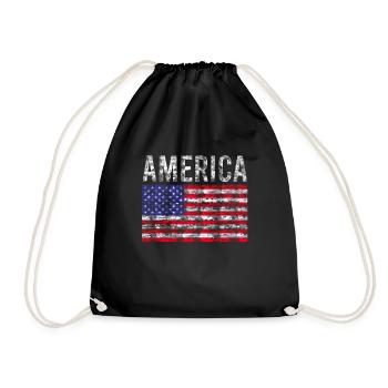 Amérique Drapeau Vintage - Sac de sport léger - noir - Devant