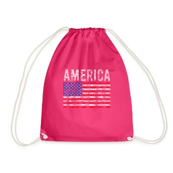 Amerika Flagge Vintage - Turnbeutel - Fuchsia - Vorne