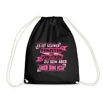 Hörakustikerin und Prinzessin - Turnbeutel - Schwarz - Vorne
