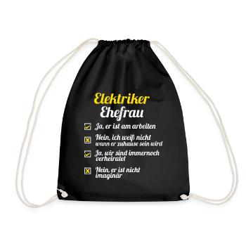 Elektriker Tshirt Handwerker Werkzeug Volt Watt - Turnbeutel - Schwarz - Vorne
