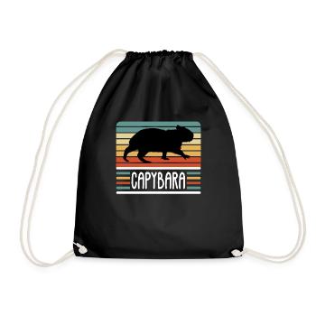 Capybara Capibara Water Pig Lover Rodent - Drawstring Bag - black - Front